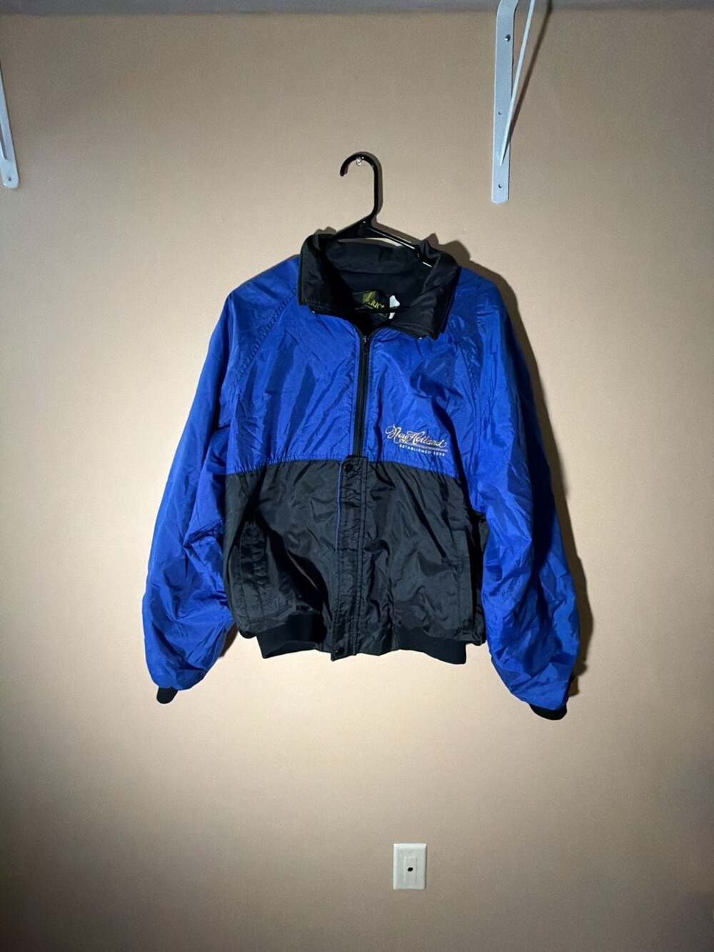Vintage K-Products New Holland Blue and Black Windbreaker Jacket Large